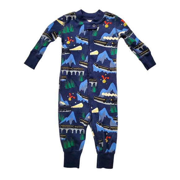 Hanna Andersson Polar Express Train Pajamas 3-6 Months Organic Cotton - Picture 1 of 3